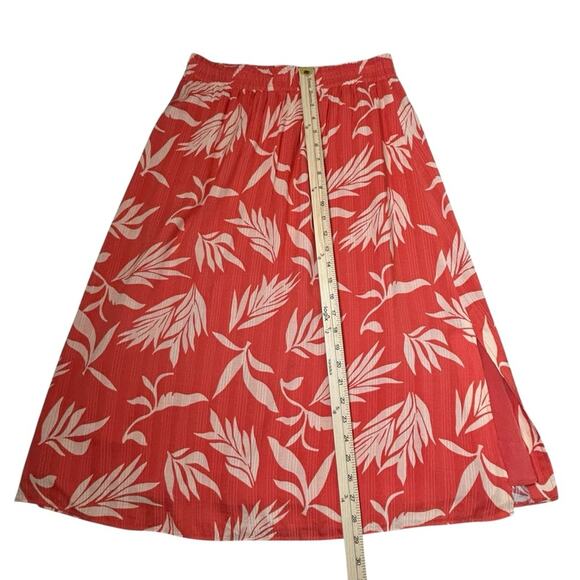 Loft Floral Smocked Midi Skirt Womens Size SP Soft Orange Lined Flowy Breezy - Picture 8 of 9